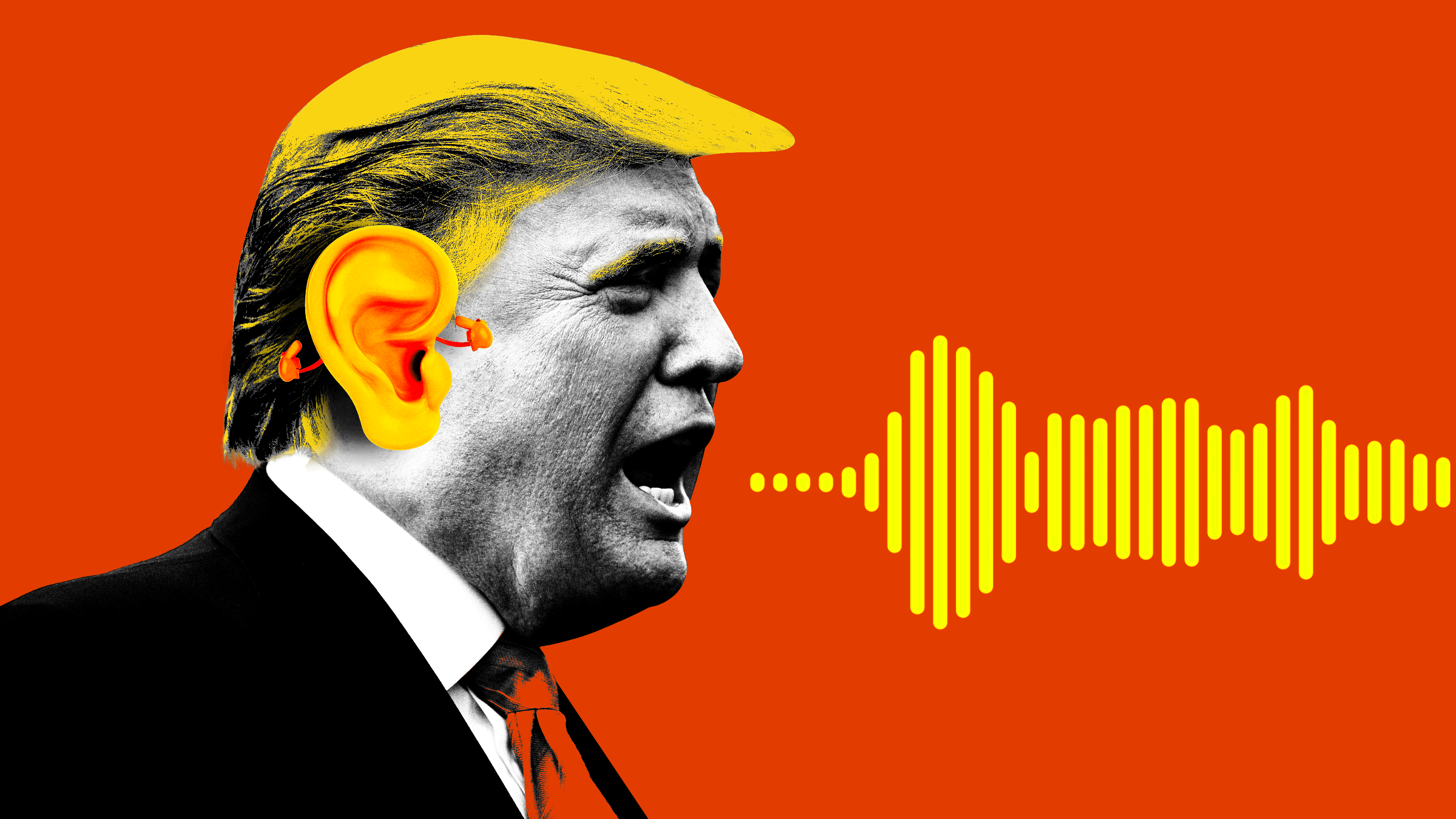 An illustration including former U.S President Donald Trump and sound frequency