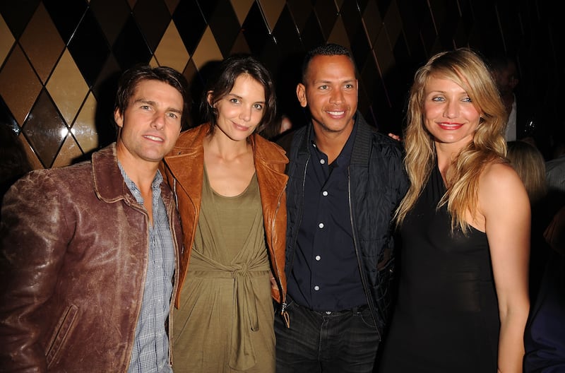 MIAMI BEACH, FL - FEBRUARY 06:  *Exclusive Coverage* Actor Tom Cruise, Actress Katie Holmes, MLB Player Alex Rodriguez and Actress Cameron Diaz attend the Super Bowl Party hosted by Creative Artists Agency at the W Hotel: South Beach on February 6, 2010 in Miami Beach, Florida.  (Photo by George Pimentel/Getty Images for Creative Artists Agency)