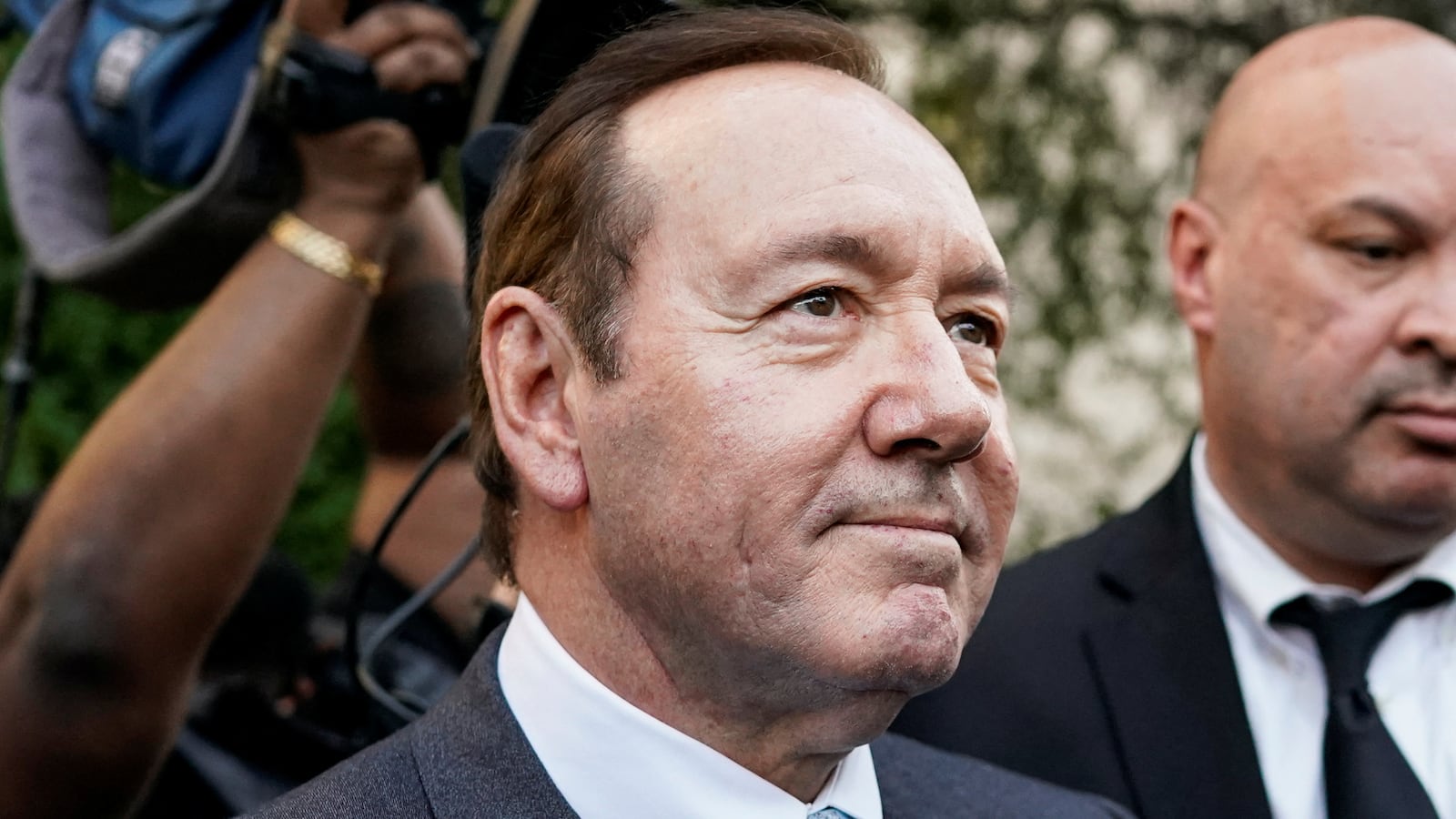 Actor Kevin Spacey walks outside the Manhattan Federal Court during his sex abuse trial in New York, Oct. 6, 2022.