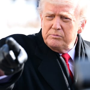 President of the United States Donald J. Trump speaks to reporters prior to departing The White House in Washington, DC, United States on January 27, 2026.