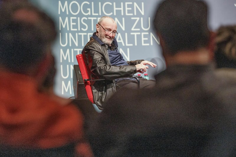 Great Britain's singer Phil Collins attends a round table with students of the University of Music and Performing Arts Graz on May 22, 2019 in Graz. - Phil Collins will receive a honorary doctorate of the University. (Photo by ERWIN SCHERIAU / APA / AFP) / Austria OUT (Photo credit should read ERWIN SCHERIAU/AFP via Getty Images)