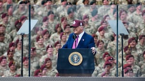 President Donald Trump speaks during a rally on June 10, 2025 at Fort Bragg, North Carolina.