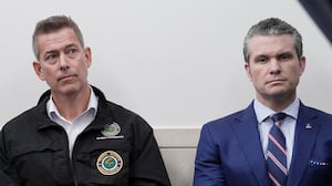 (L-R) US Vice President JD Vance, Transportation Secretary Sean Duffy, and Secretary of Defense nominee Pete Hegseth look on as US President Donald Trump speaks about the mid-air crash between American Airlines flight 5342 and a military helicopter in Washington, in the Brady Press Briefing Room at the White House on January 30, 2025 in Washington, DC. Divers pulled bodies from the icy waters of Washington's Potomac river Thursday after a US military helicopter collided midair with a passenger plane carrying 64 people, with officials saying there were likely no survivors. (Photo by Oliver Contreras / AFP) (Photo by OLIVER CONTRERAS/AFP via Getty Images)
