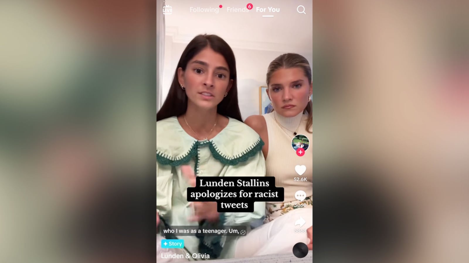 Social media influencer Lunden Stallings issues apology on TikTok with wife.