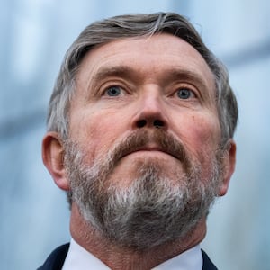 Rep. Thomas Massie, R-Ky., conducts a news conference after reviewing unredacted portions of the Jeffrey Epstein files, outside a Department of Justice office in NoMa on Monday, February 9, 2026.