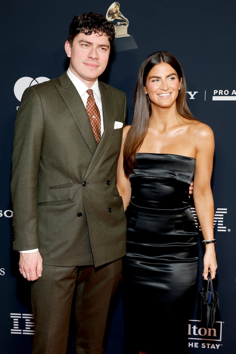 OS ANGELES, CALIFORNIA - JANUARY 31:  (L-R) Kaitlan Collins and Emilio Madrid attend the 68th GRAMMY Awards Pre-GRAMMY Gala & GRAMMY Salute to Industry Icons Honoring Avery Lipman & Monte Lipman on January 31, 2026 in Los Angeles, California.