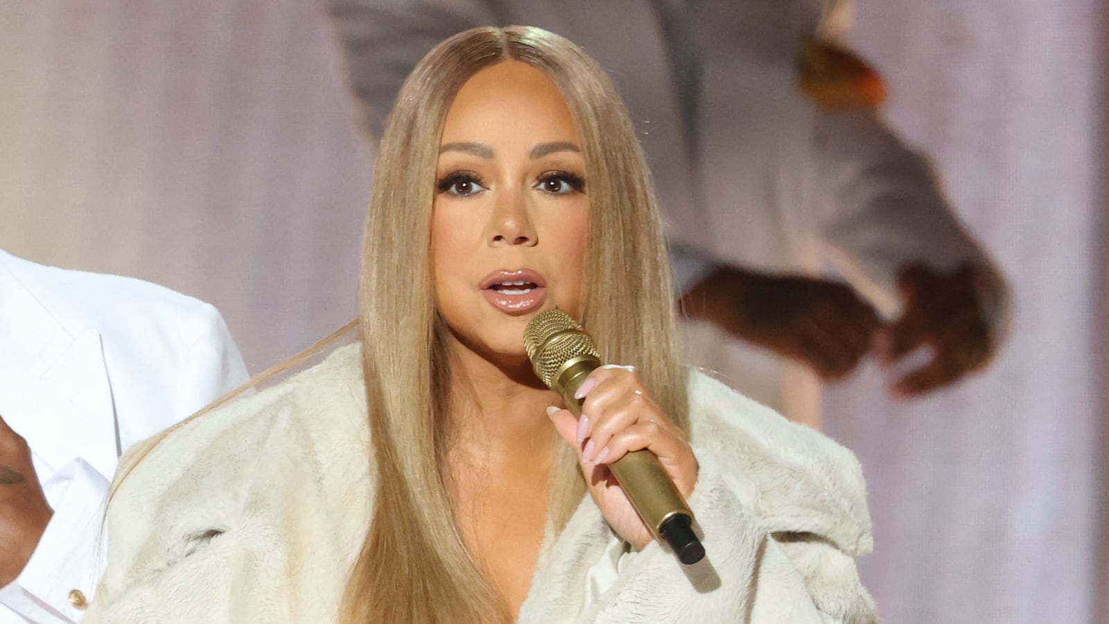 BET Ultimate Icon Award recipient US singer-songwriter Mariah Carey performs on stage during the 2025 BET Awards at the Peacock Theatre in Los Angeles on June 9, 2025.