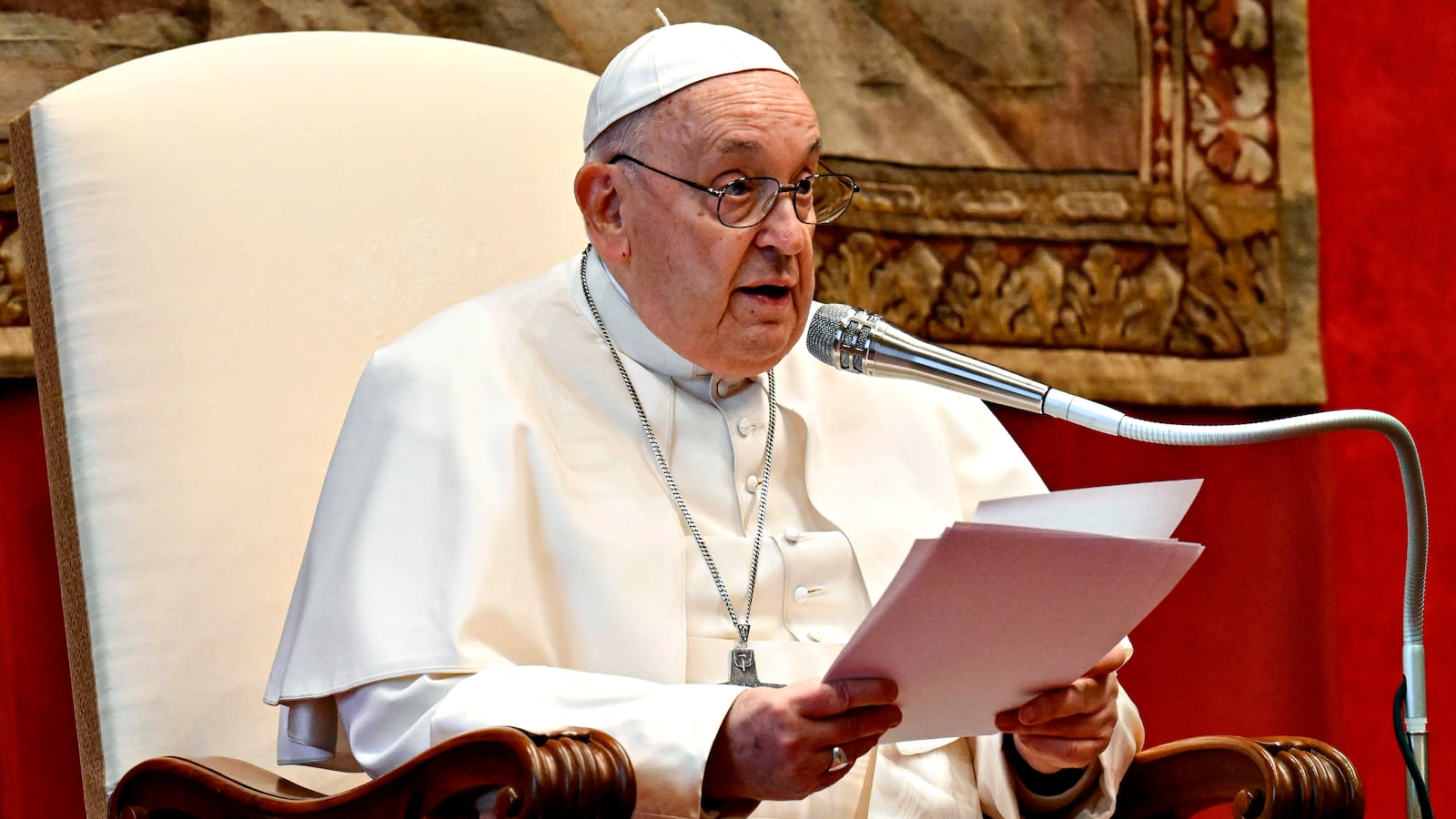 Pope Francis speaks in Vatican City.
