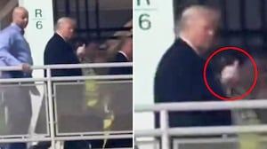 Donald Trump gives middle finger to worker at Ford Plant.