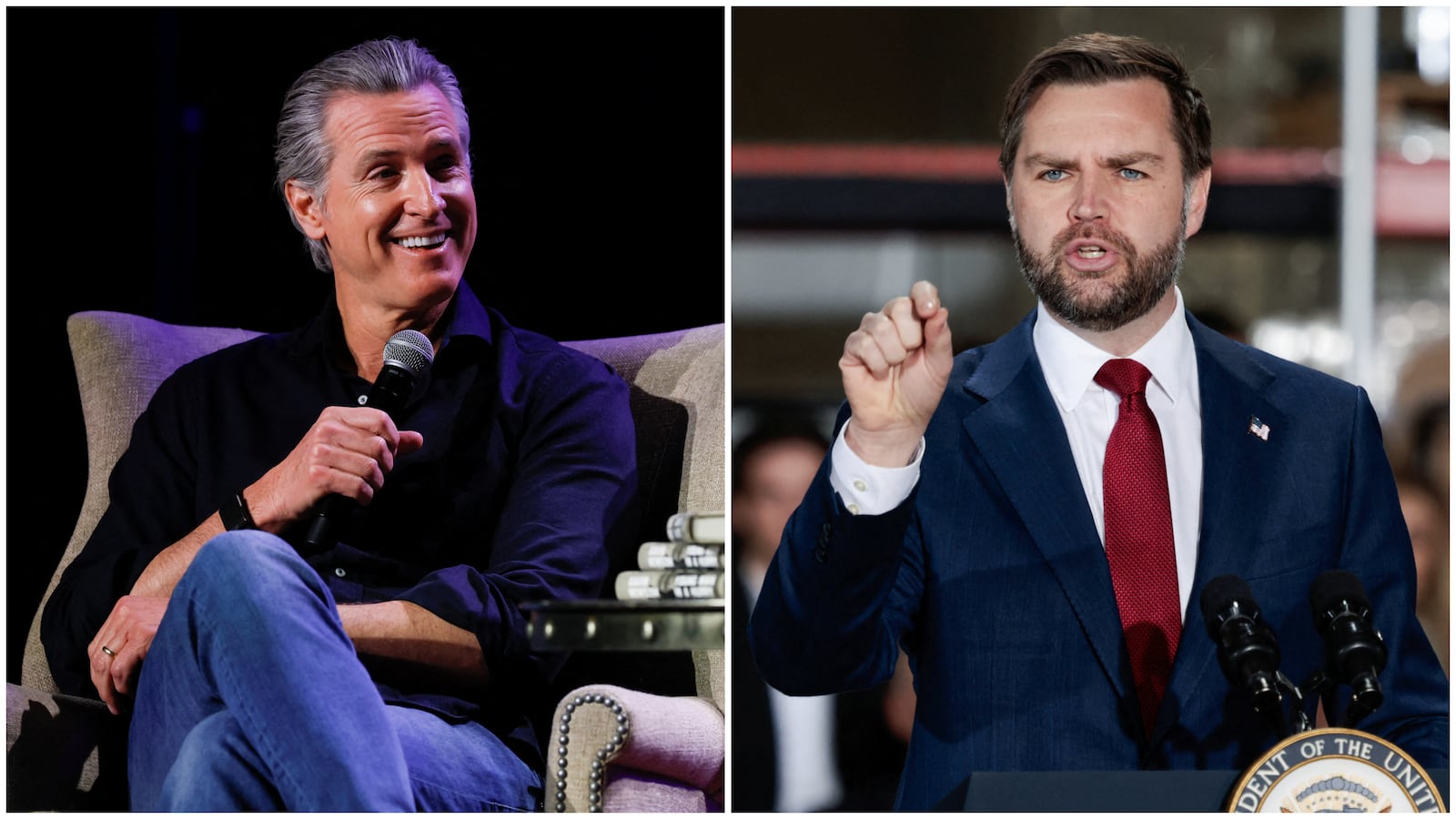Gavin Newsom and JD Vance