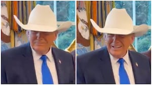 Trump in a $10,000 cowboy hat.