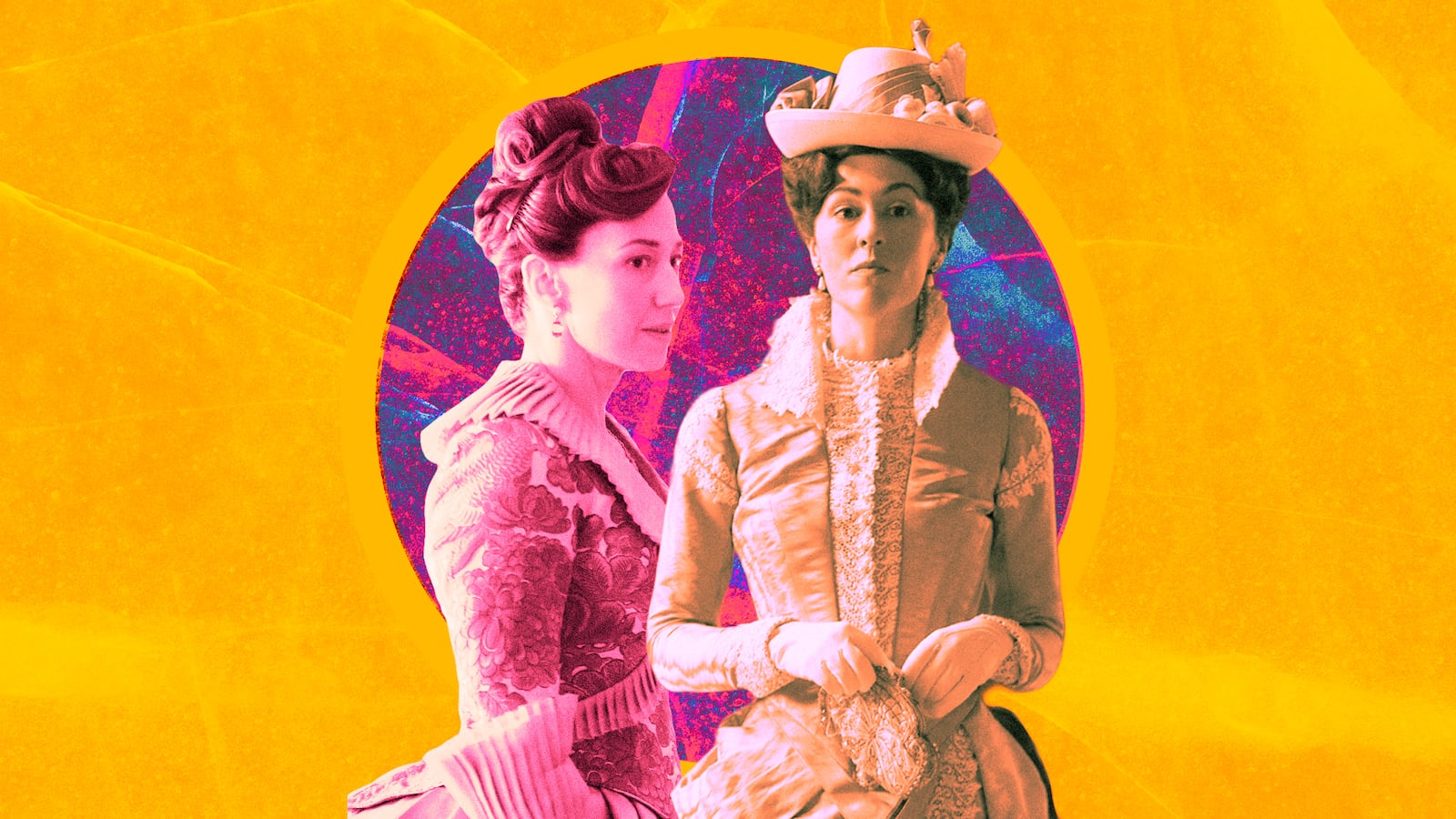 A photo illustration of Carrie Coon and Kelley Curran.