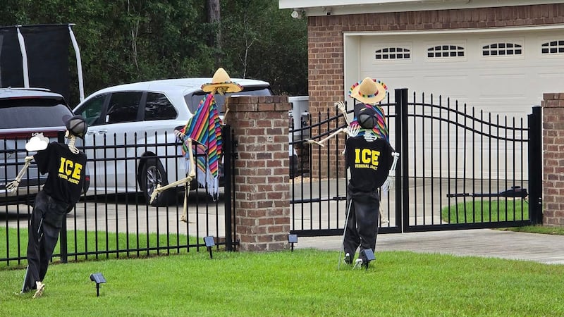 Halloween decorations in the front of Mobile County Sheriff Paul Burch's private home in Alabama.
