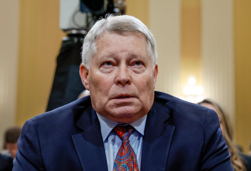 J. Michael Luttig, former U.S. Court of Appeals judge for the Fourth Circuit, testifies before the House Select Committee to Investigate the January 6th Attack on the U.S. Capitol in the Cannon House Office Building on June 16, 2022 in Washington, DC.