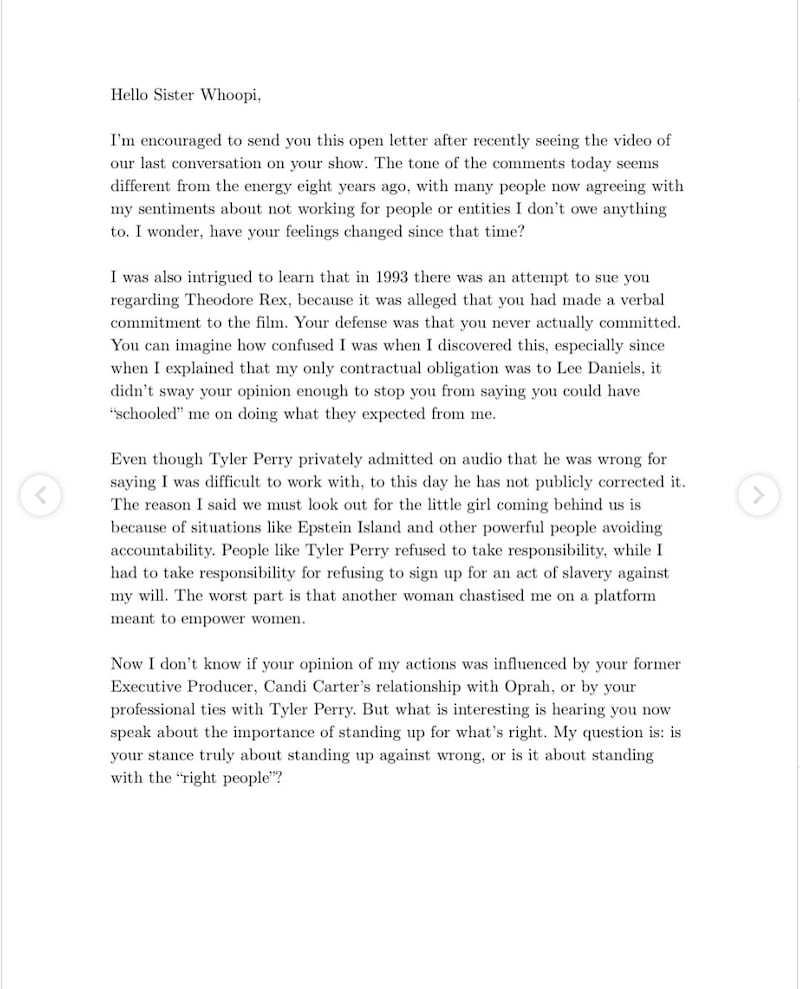 Mo'Nique's open letter to Goldberg