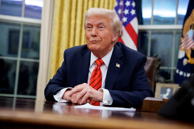 President Donald Trump in the Oval Office at the White House on February 10, 2025 in Washington, DC.