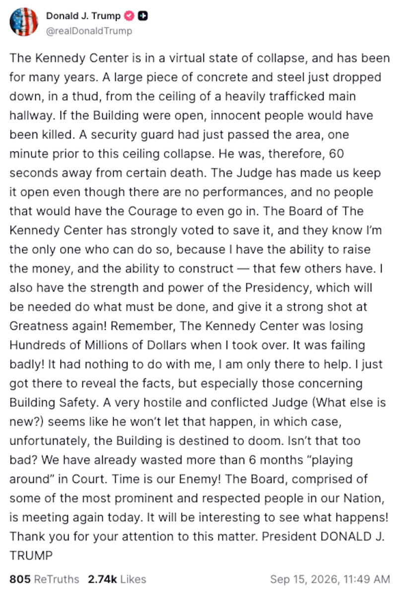 Trump Truth Social post