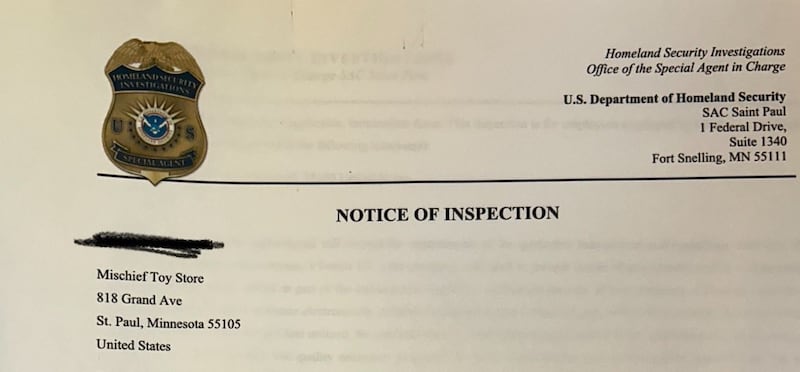 The notice of an ICE audit at Mischief in St. Paul's.