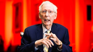 Sen. Mitch McConnell (R-KY) speaks to reporters outside the Senate Chamber after he returned to Capitol Hill in Washington, D.C., on September 14, 2026.