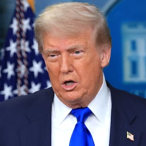 President Donald Trump answers questions during a press conference on recent Supreme Court rulings in the briefing room at the White House on June 27, 2025