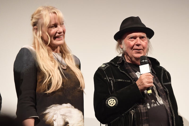 Daryl Hannah and Neil Young at the "Paradox" on March 15, 2018, in Austin, Texas. The couple has reportedly been together since 2014.