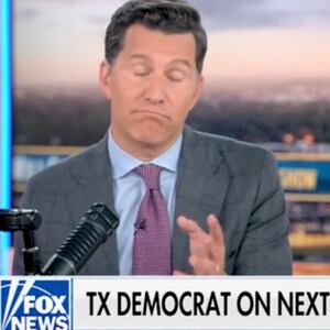 Fox News host Will Cain with James Talarico.