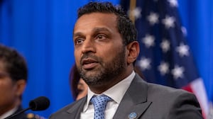 FBI Director Kash Patel speaks during a news conference at the Department of Justice to discuss the arrest of man in connection with pipe bombs placed near the Democratic and Republican party headquarters on the eve of the January 6, 2021 US Capitol riot, in Washington, DC, on December 4, 2025.