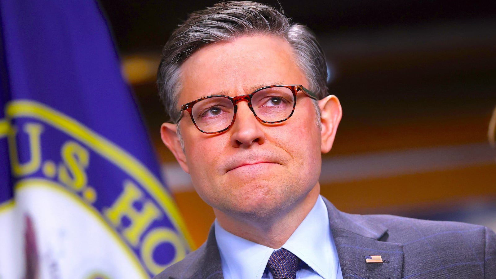 Speaker of the House Mike Johnson (R-LA) attends a press following a House Republican Conference meeting at the U.S. Capitol on February 10, 2026 in Washington, DC.