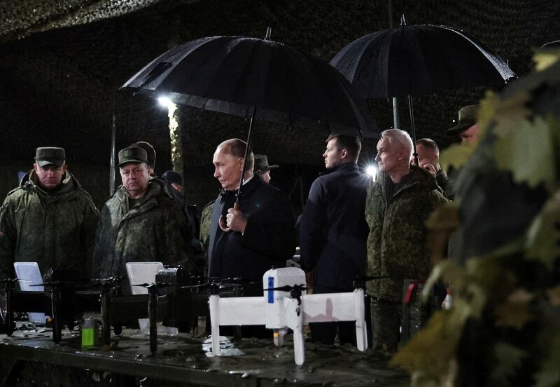 Russian President Vladimir Putin observes military hardware at the Chebarkul range in Chelyabinsk Region, Russia October 2, 2026.