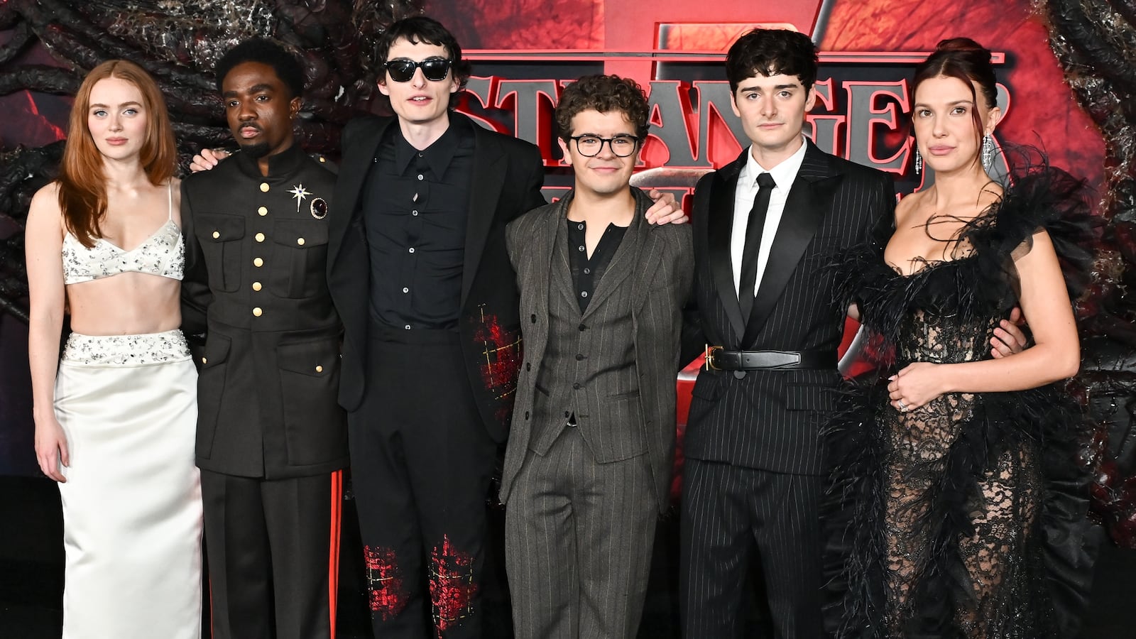 Sadie Sink, Caleb McLaughlin, Finn Wolfhard, Gaten Matarazzo, Noah Schnapp and Millie Bobby Brown