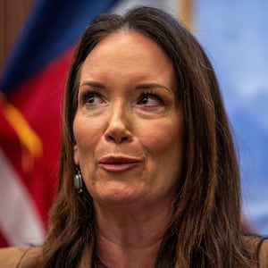 Secretary of Agriculture Brooke Rollins speaks during a press conference to address the plan to deal with a New World screwworm problem, in Austin, Texas, U.S., August 15, 2025.