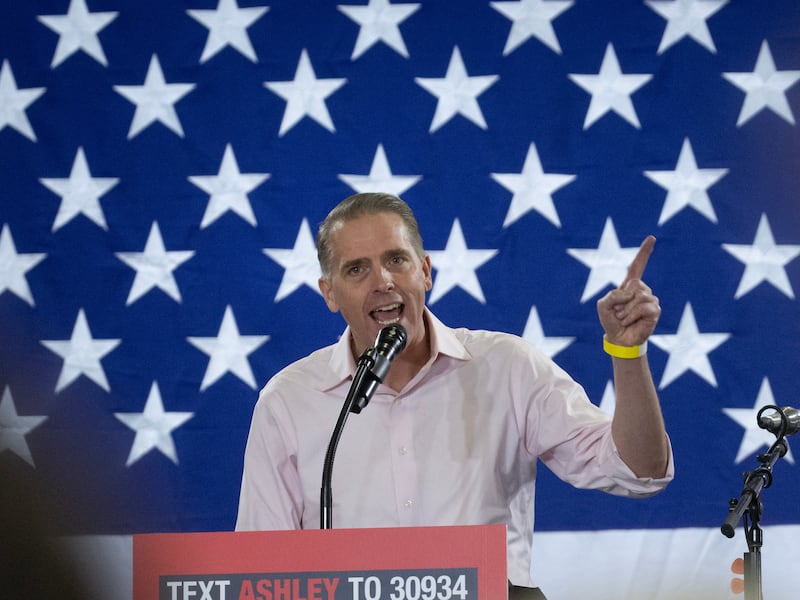 Scott Jennings speaks at the Ashley's BBQ Bash fundraiser hosted by U.S. Rep. Ashley Hinson on August 23, 2025, in Cedar Rapids, Iowa.