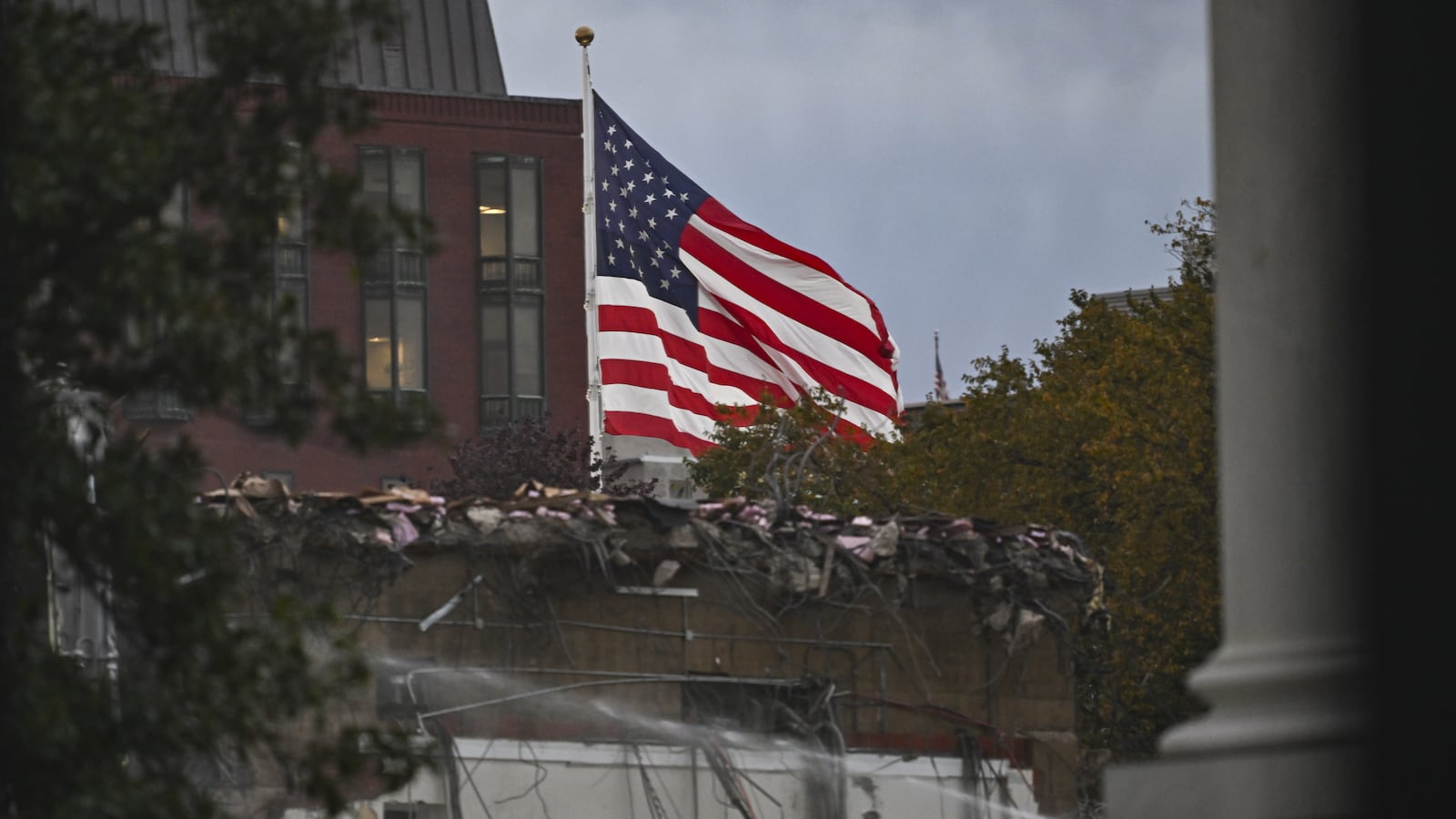 WASHINGTON DC, UNITED STATES - OCTOBER 22: A general view of the ongoing construction works on the White House grounds in Washington, D.C., United States, on October 22, 2025. The project, announced by US President Donald Trump, includes the construction of a new White House Ballroom and the complete modernization of the East Wing. (Photo by Celal Gunes/Anadolu via Getty Images)