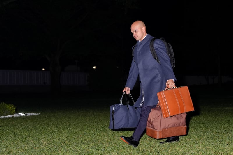 White House Director of Oval Office Operations Walt Nauta walks as he arrives with U.S. President Donald Trump at the White House following a weekend trip to Florida, in Washington, D.C., U.S., November 2, 2025.