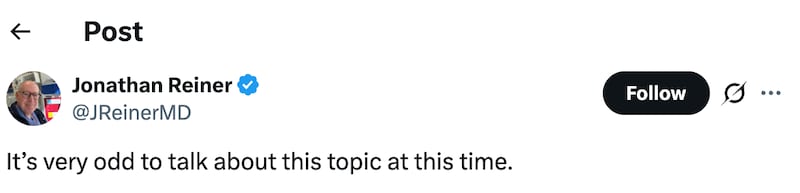 Dr. Jonathan Reiner, cardiologist to the late former Vice President Dick Cheney, took to X on Monday to comment on the oddities of the 79-year-old’s ranting.
