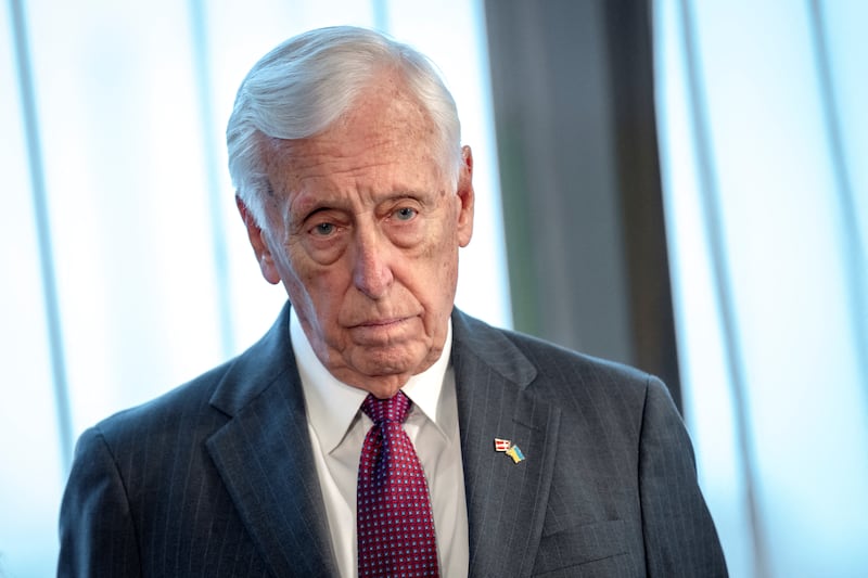 Rep. Steny Hoyer (D-MD) attends a press conference in Copenhagen, Denmark, January 17, 2026.