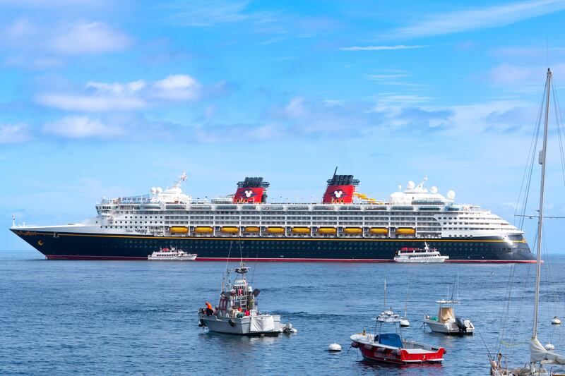 AVALON, CA - OCTOBER 26: General views of the Disney Wonder cruise ship at Avalon harbor on October 26, 2022 in Avalon, California.  (Photo by AaronP/Bauer-Griffin/GC Images)