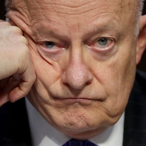 WASHINGTON, DC - MAY 08:  Former Director of National Intelligence James Clapper testifies before the Senate Judiciary Committee's Subcommittee on Crime and Terrorism in the Hart Senate Office Building on Capitol Hill May 8, 2017 in Washington, DC. Before being fired by U.S. President Donald Trump, former acting U.S. Attorney General Sally Yates said she had warned the White House about contacts between former National Security Advisor Michael Flynn and Russia that might make him vulnerable to blackmail.  (Photo by Chip Somodevilla/Getty Images)
