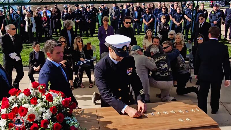 The funeral service for retired Navy SEAL and retired SDFD firefighter Mike Meoli who was killed in Ukraine.