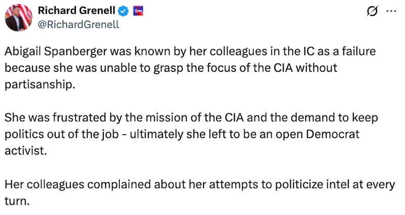 Richard Grenell post about Abigail Spanberger
