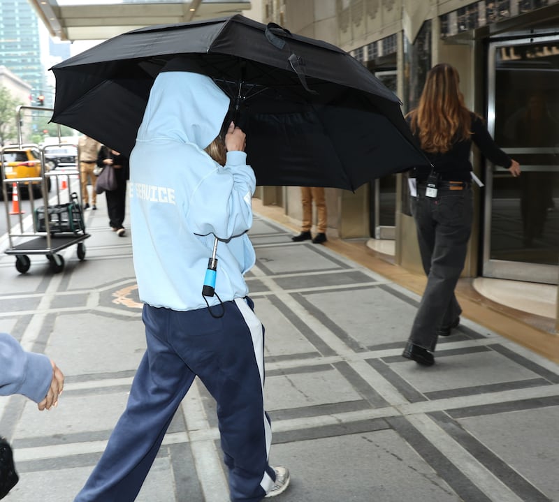 Sydney Sweeney is seen arriving on the set of "The Devil Wears Prada 2" on August 06, 2025 in New York City.