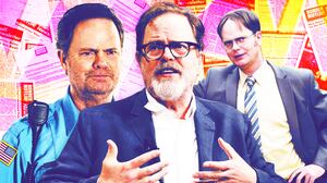 A photo illustration of Rainn Wilson in The Office and Code 3.