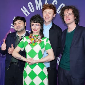 NEW YORK, NEW YORK - FEBRUARY 14: Martin Herlihy, Sarah Sherman, Ben Marshall and John Higgins attend SNL50: The Homecoming Concert At Radio City Music Hall Red Carpet Arrivals at Radio City Music Hall on February 14, 2025 in New York City. (Photo by Sean Zanni/Patrick McMullan via Getty Images)