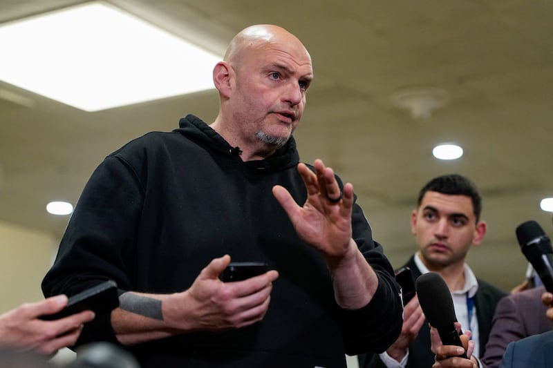 U.S. Senator John Fetterman (D-PA) speaks to reporters on Capitol Hill. REUTERS/Elizabeth Frantz