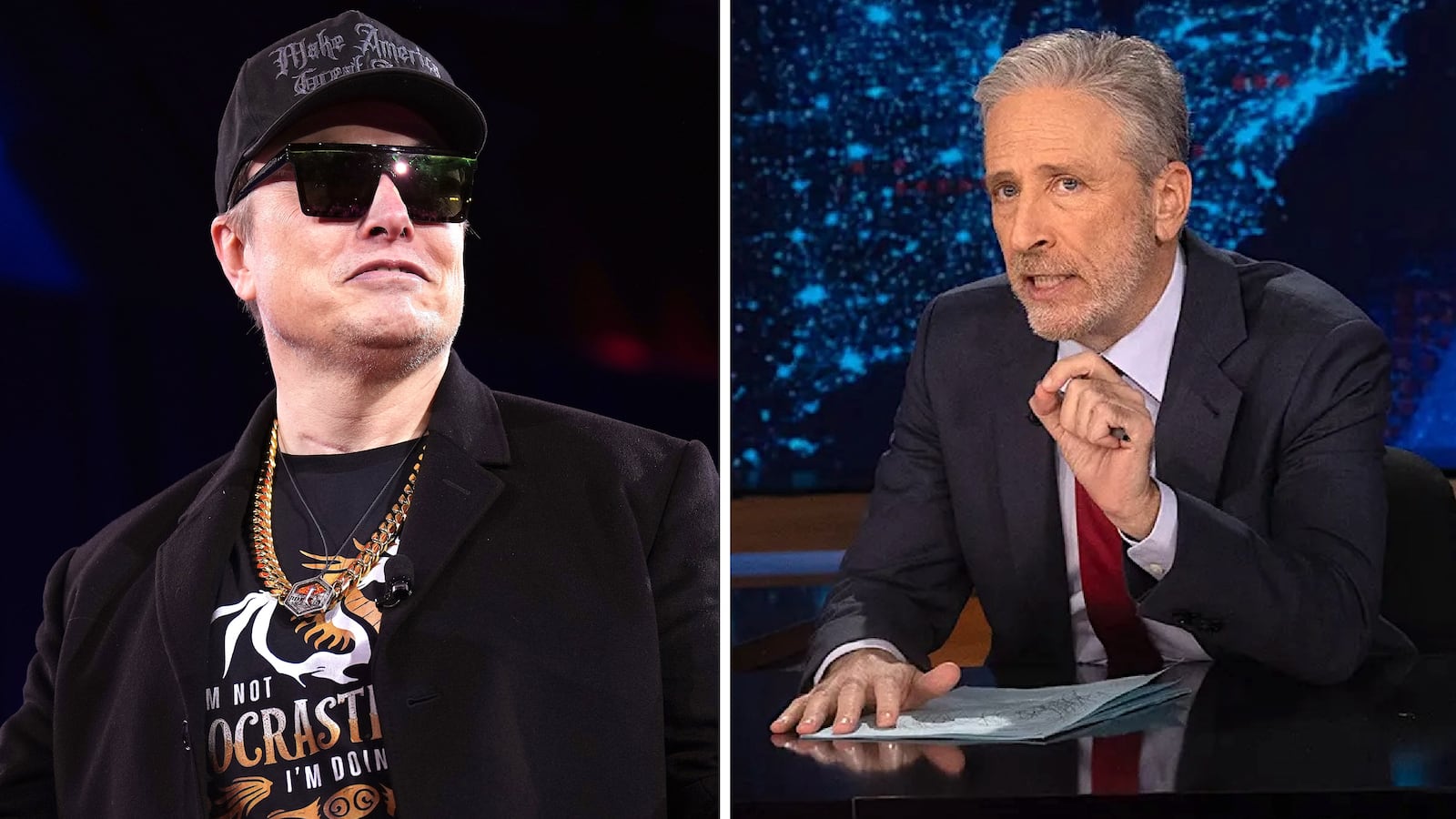 Elon Musk and Jon Stewart