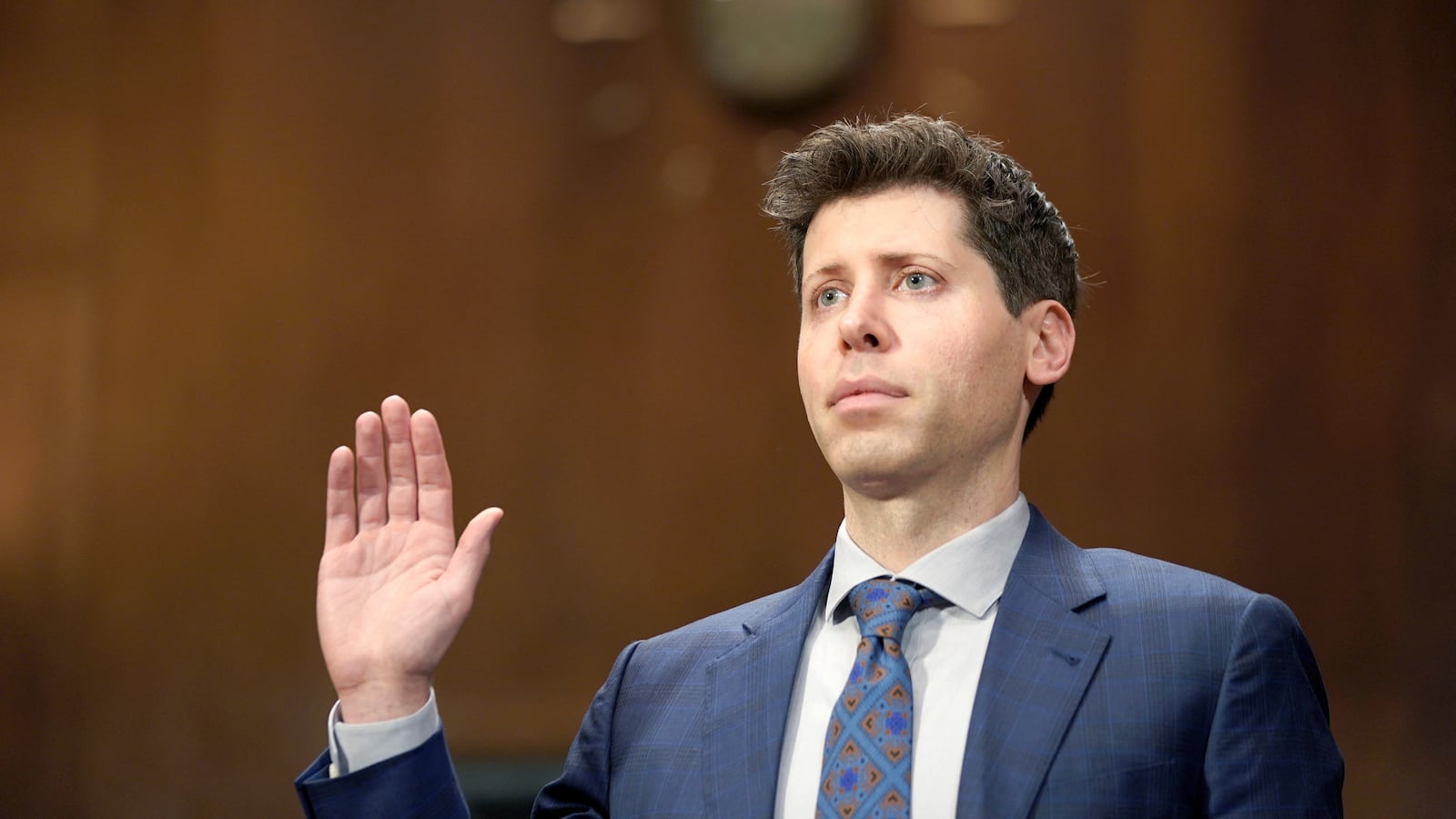Sam Altman prepares to testify before a Senate subcommittee in May.