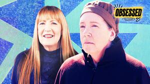 A photo illo illustration for The Obsessed podcast of Ann Dowd from The Handmaid's Tale.