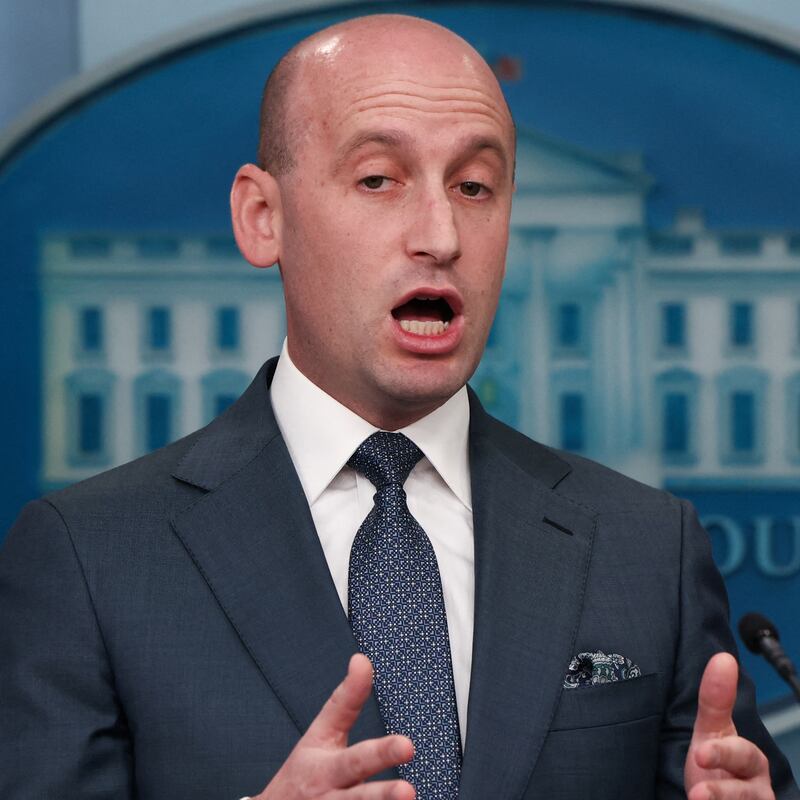 U.S. White House Deputy Chief of Staff Stephen Miller speaks to reporters during a press briefing at the White House in Washington, D.C., U.S., May 1, 2025. REUTERS/Evelyn Hockstein