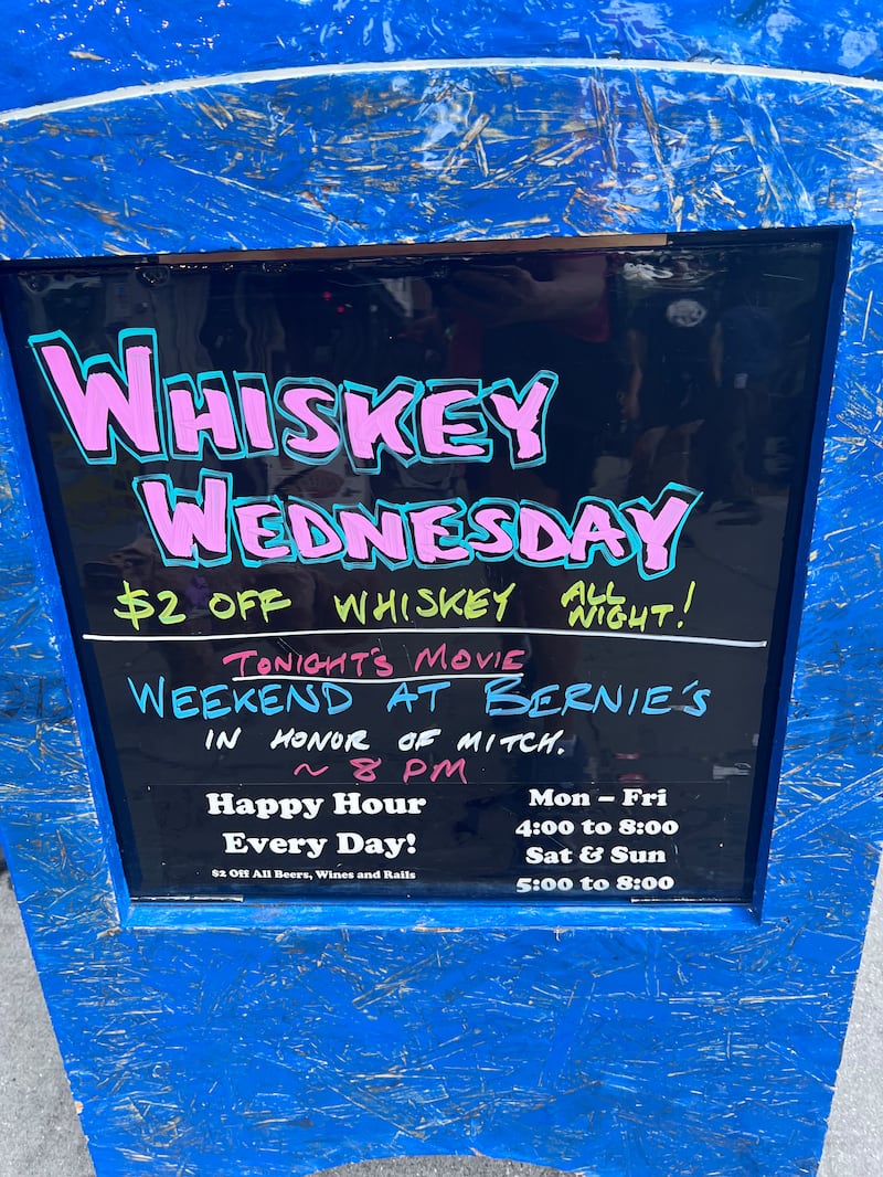 Sign outside Kingfisher Bar in DC