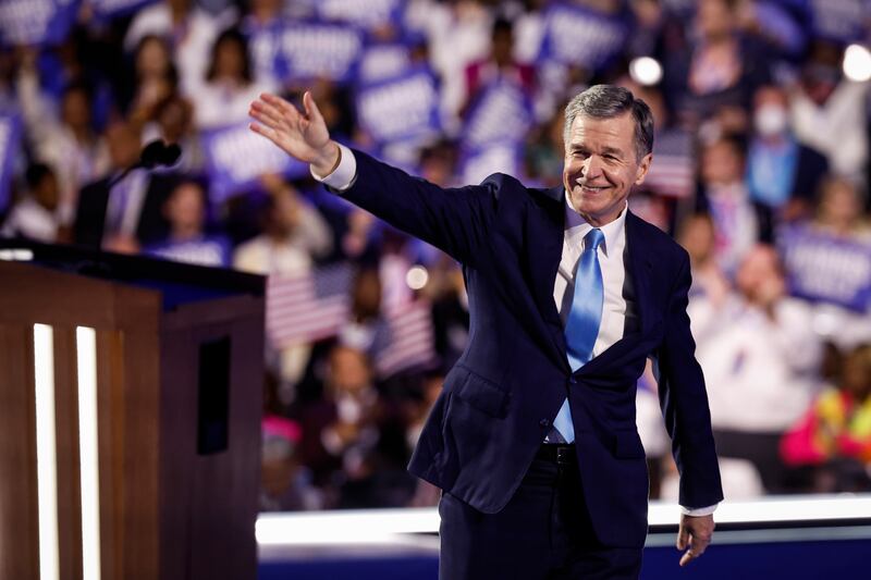 North Carolina Gov. Roy Cooper speaks onstage during the final day of the Democratic National Convention at the United Center on August 22, 2024 in Chicago, Illinois.